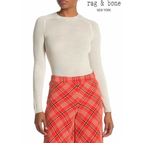 Rag & Bone Pamela Ivory Merino Wool Crewneck Pullover Sweater Size Large New - Picture 1 of 4